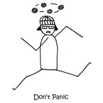 cartoon of don't panic