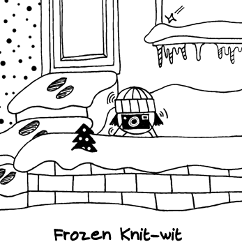 cartoon of frozen knitwit