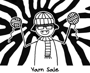 cartoon of yarn sale