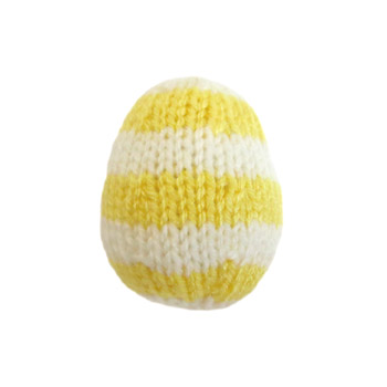 small knitted egg with stripes