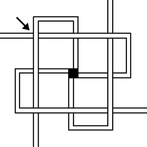 Diagram showing the final step of the Left-Hand Square Knot