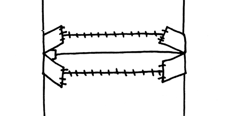 Diagram a zip attached to knitting.